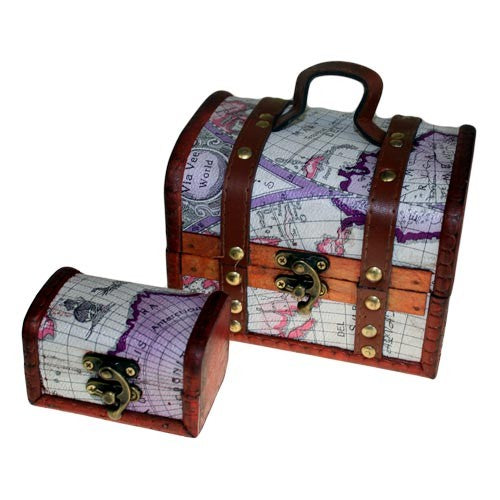 Set of 2 Decorative Vintage Style Storage Chests - Atlas - main product image from Quintessential Holistic Health Ltd UK