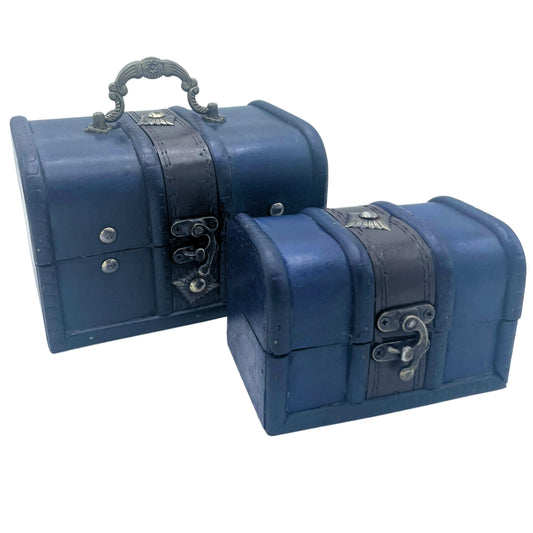 Set of 2 Decorative Vintage Style Storage Chests - Teal - main product image from Quintessential Holistic Health Ltd UK