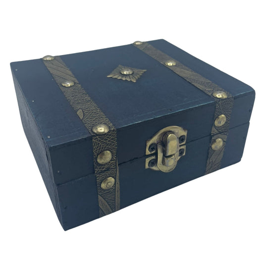 Decorative Vintage Style Storage Tea Chest - Teal - Small - main product image from Quintessential Holistic Health Ltd UK