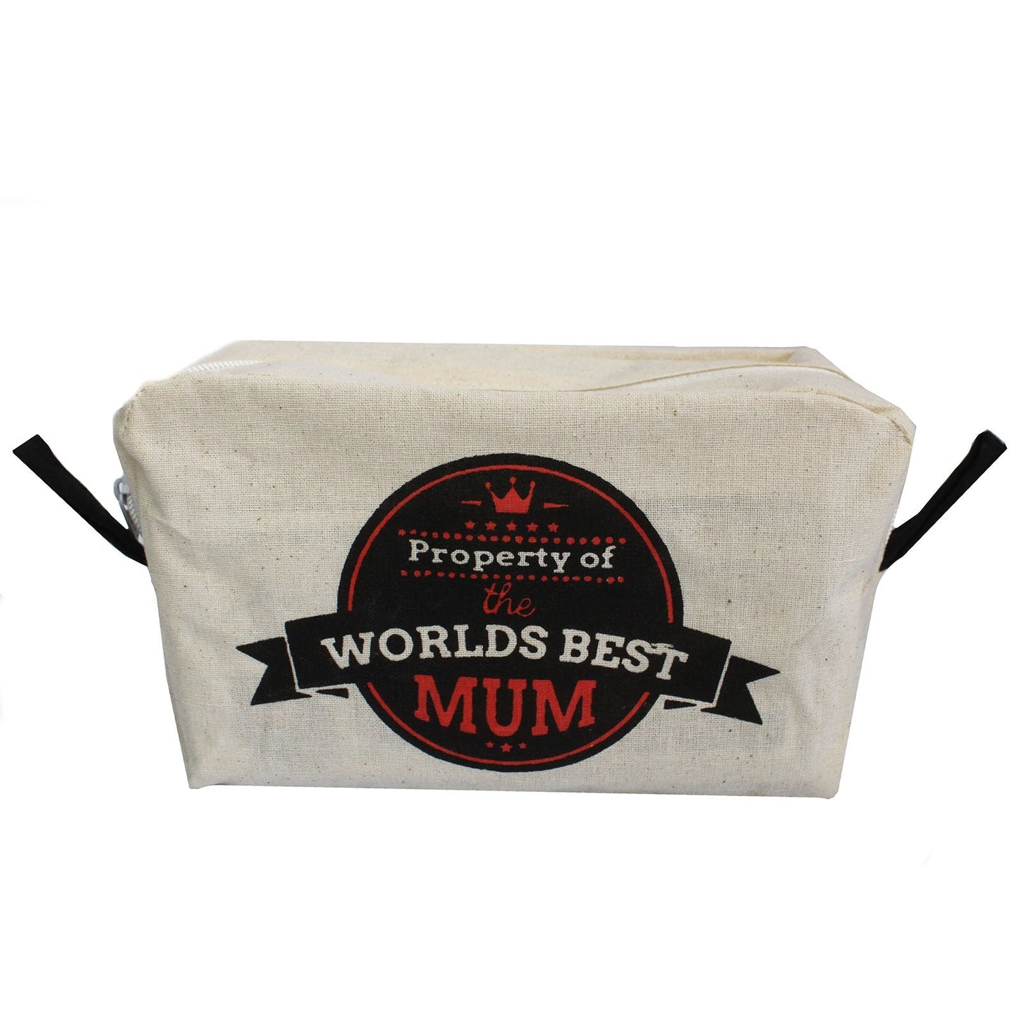 Natural Cotton Toiletry Bag - Worlds Best Mum product packaging on clean background from Quintessential Holistic Health Ltd