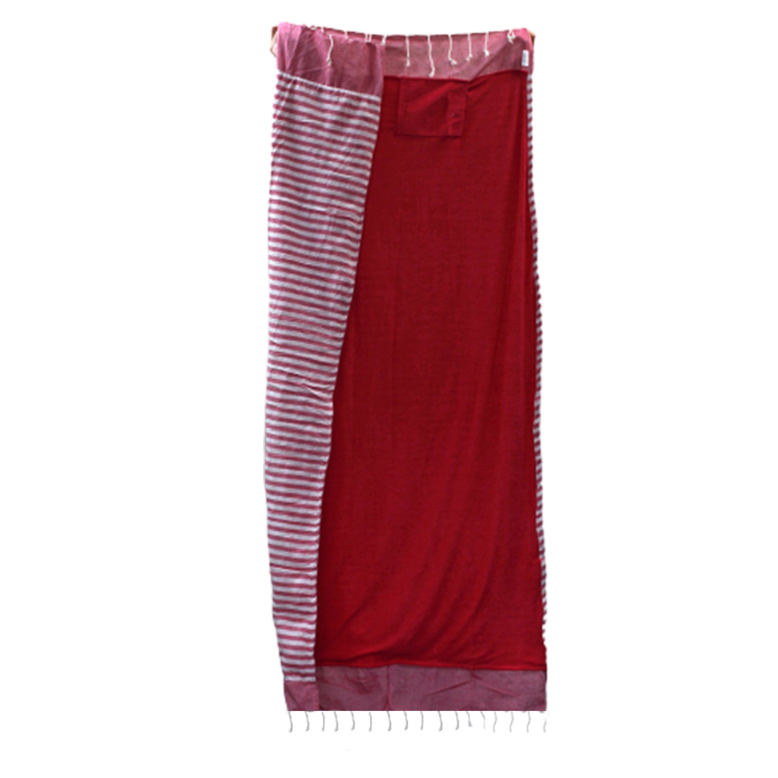 Handcrafted Cotton Pareo Towel, Wrap or Shawl - Hot Pink and White Stripes product packaging on clean background from Quintessential Holistic Health Ltd
