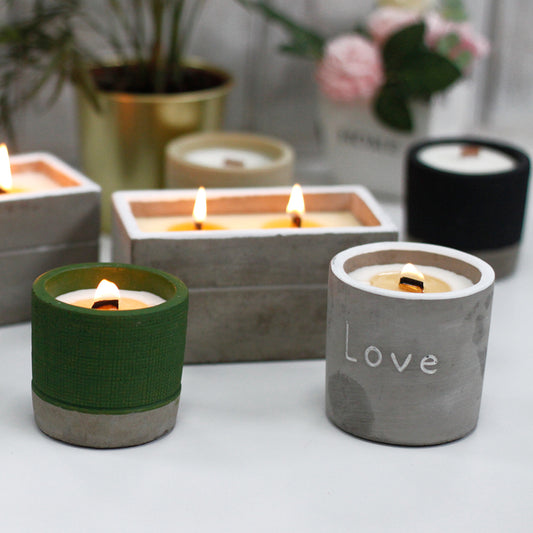 Concrete Wooden Wick Candles / Various Sizes, Styles and Scents