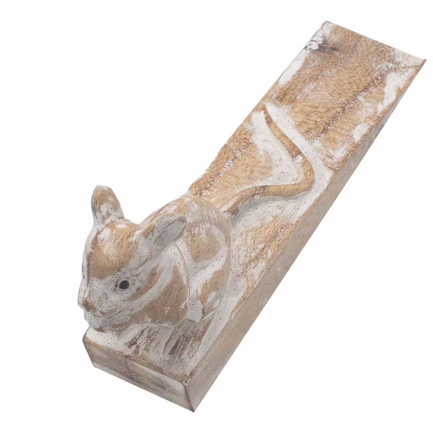 Hand-Carved Eco-Friendly Wooden Animal Doorstop - Dormouse