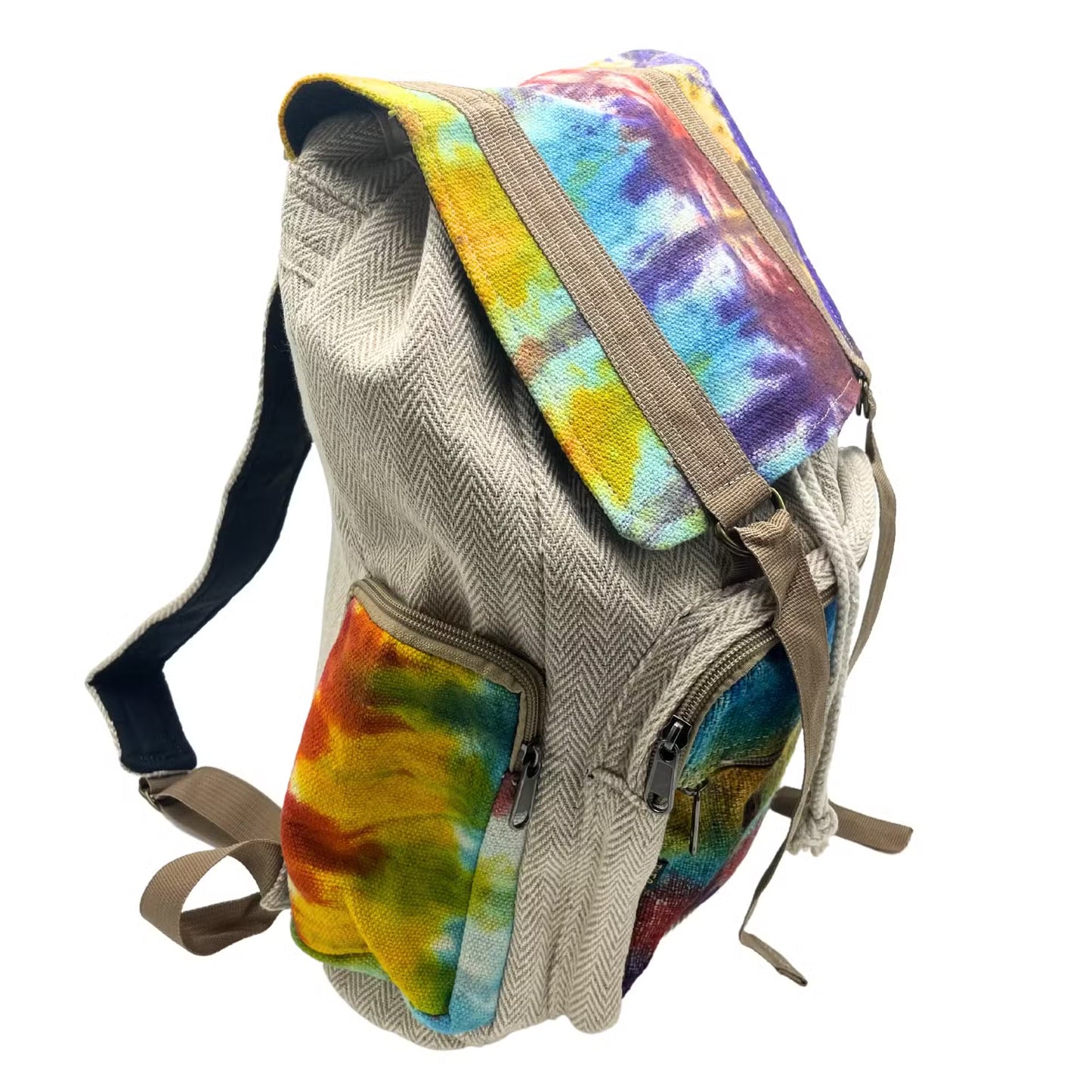 Eco-Friendly Tie Dyed Hemp and Cotton Backpack - Square / Large
