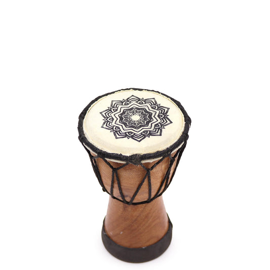 9cm Wide Top Djembe Drum - Mandala product packaging on clean background from Quintessential Holistic Health Ltd
