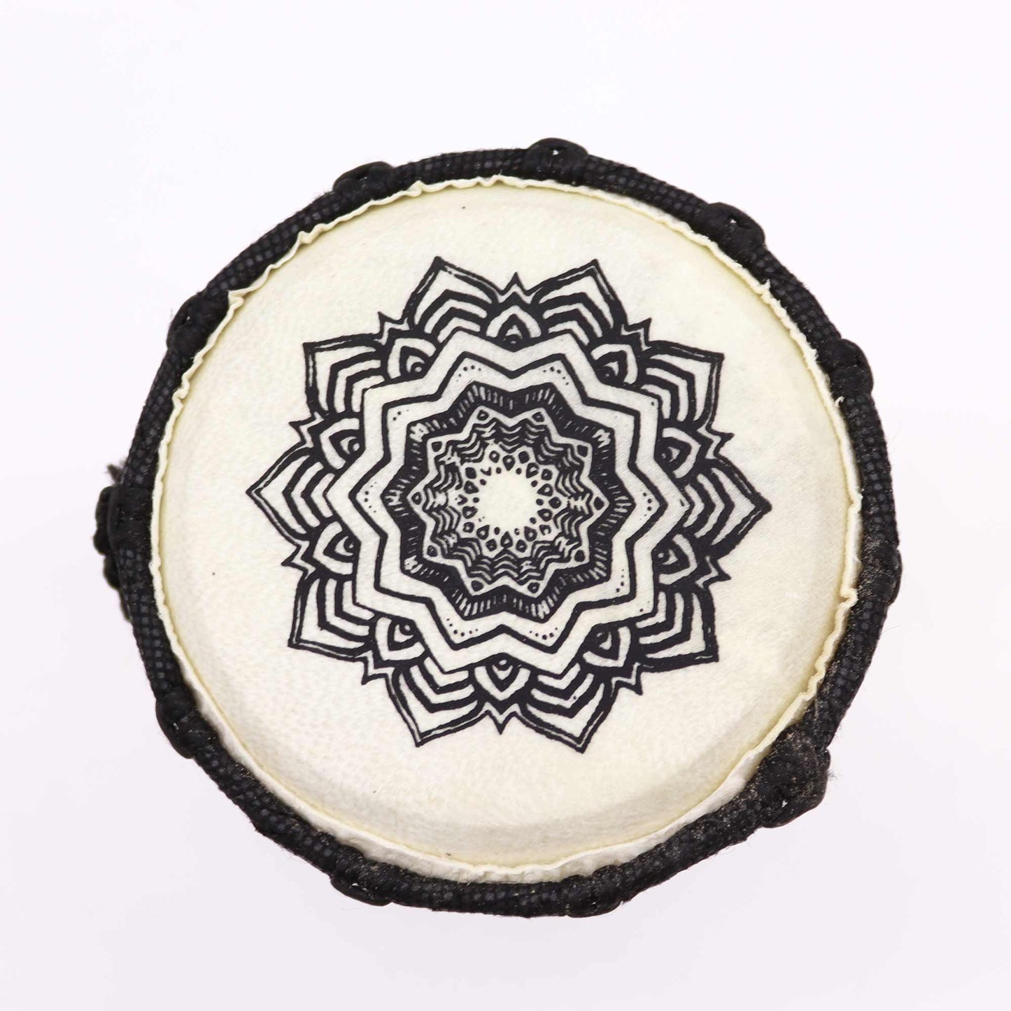 9cm Wide Top Djembe Drum - Mandala product packaging on clean background from Quintessential Holistic Health Ltd