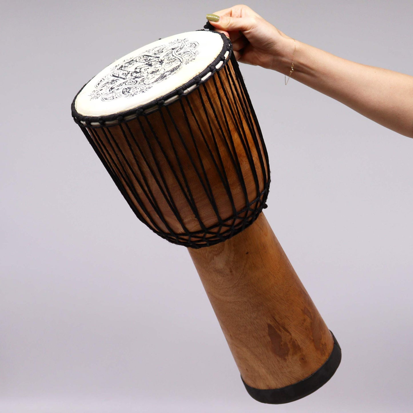 22cm Wide Top Djembe Drum - Hamsa product packaging on clean background from Quintessential Holistic Health Ltd