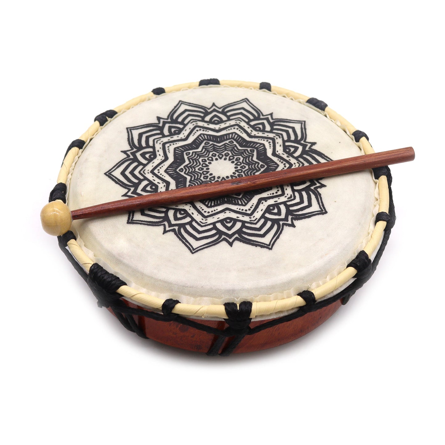 20cm Shamanic Drum - Mandala (No Stick) product packaging on clean background from Quintessential Holistic Health Ltd