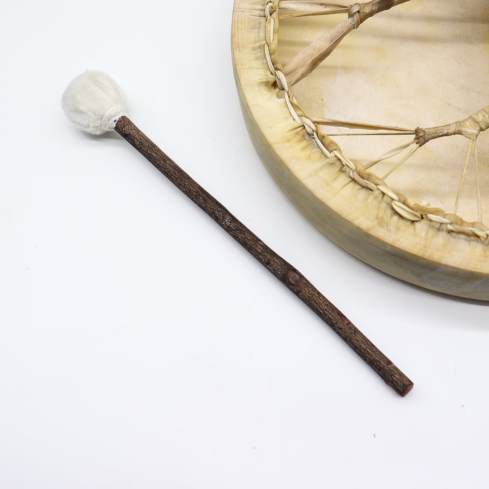 40cm Handmade Tuneable Shaman Drum, Beater Stick and Tuner - Spirit of the Eagle product packaging on clean background from Quintessential Holistic Health Ltd
