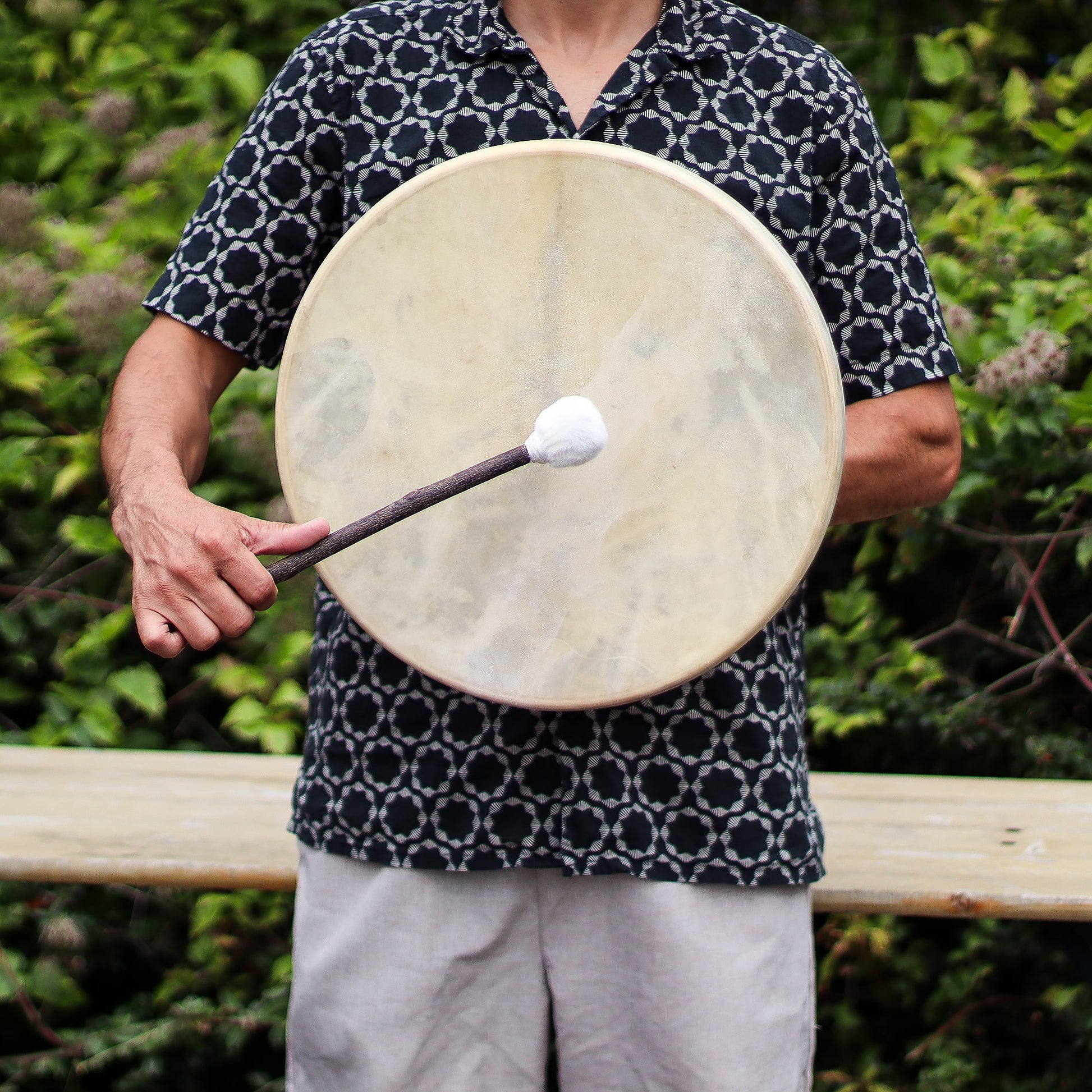 40cm Handmade Tuneable Shaman Drum, Beater Stick and Tuner - Spirit of the Eagle product packaging on clean background from Quintessential Holistic Health Ltd