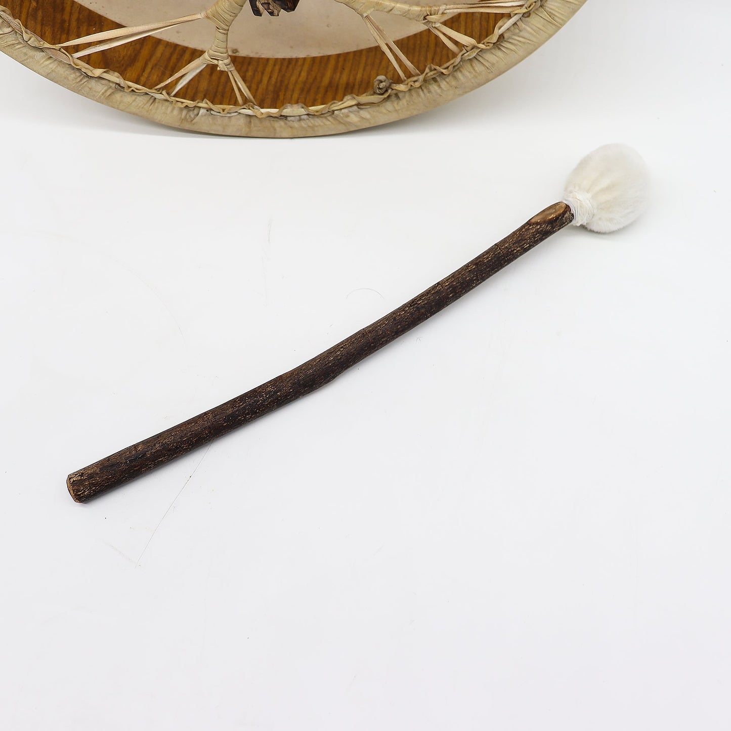 40cm Handmade Tuneable Shaman Drum, Beater Stick and Tuner - Spirit of the Bear product packaging on clean background from Quintessential Holistic Health Ltd