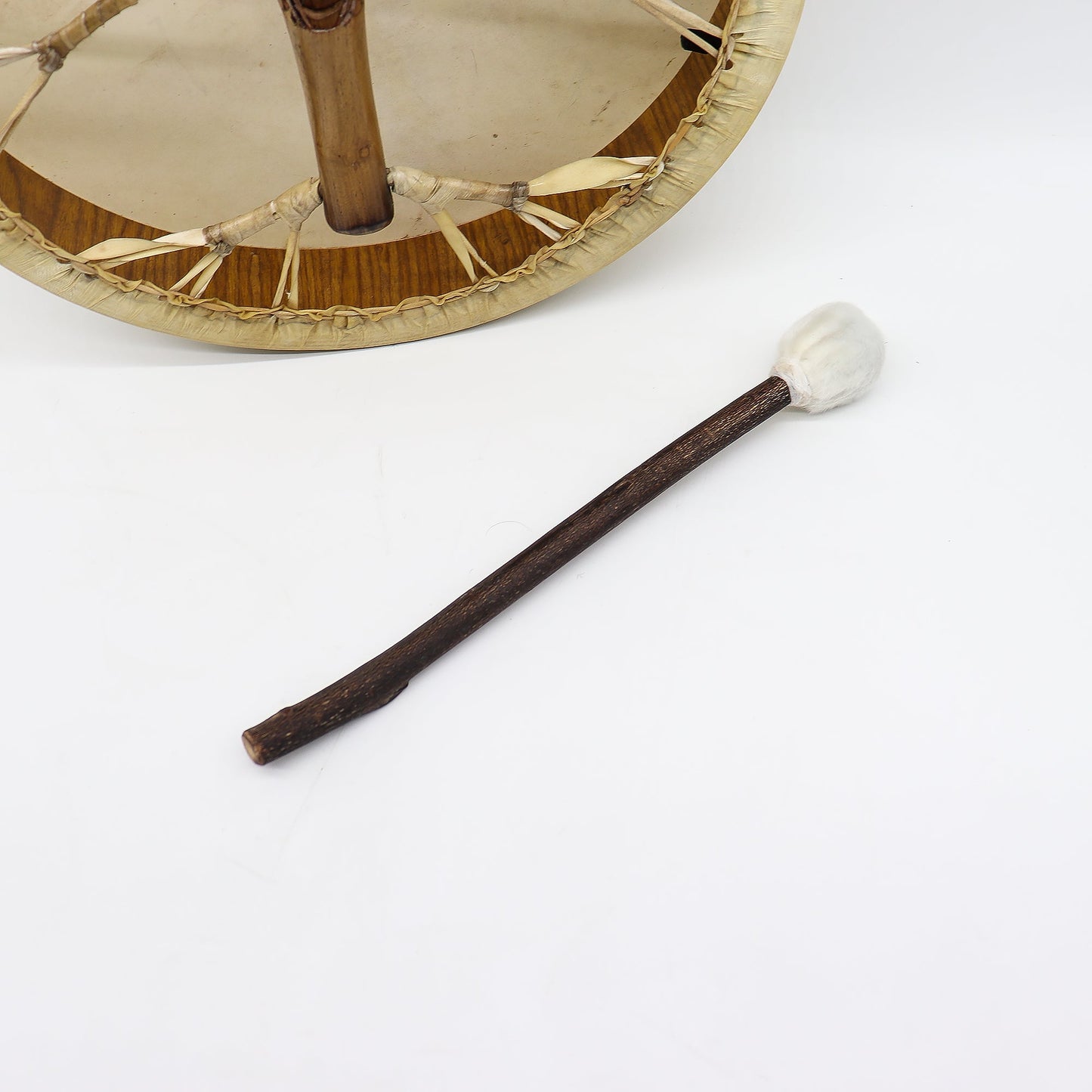 40cm Handmade Tuneable Shaman Drum, Beater Stick and Tuner - Spirit of the Dragon product packaging on clean background from Quintessential Holistic Health Ltd