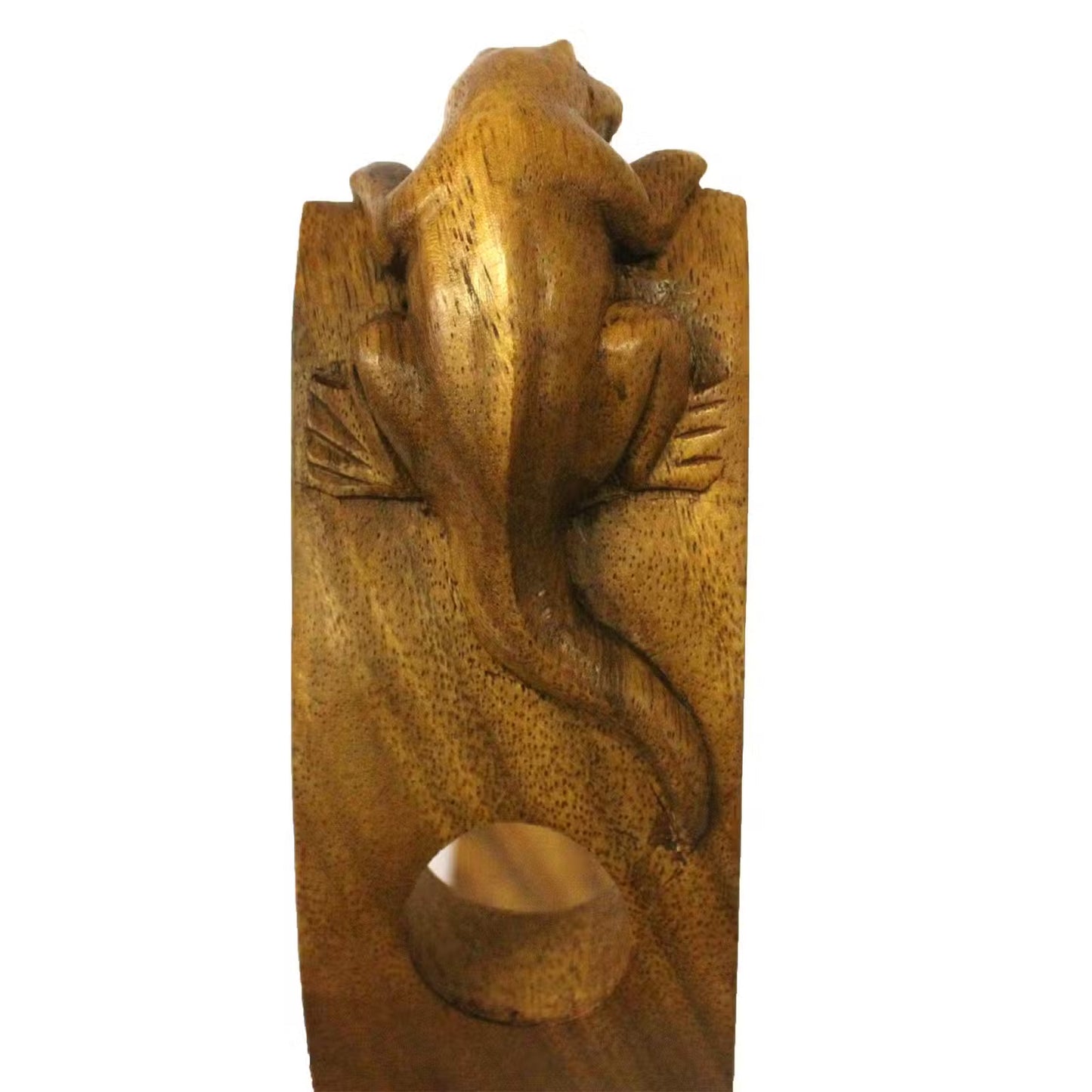 Gecko - Handmade High Quality Suar Wood Balancing Animal Wine Bottle Holder