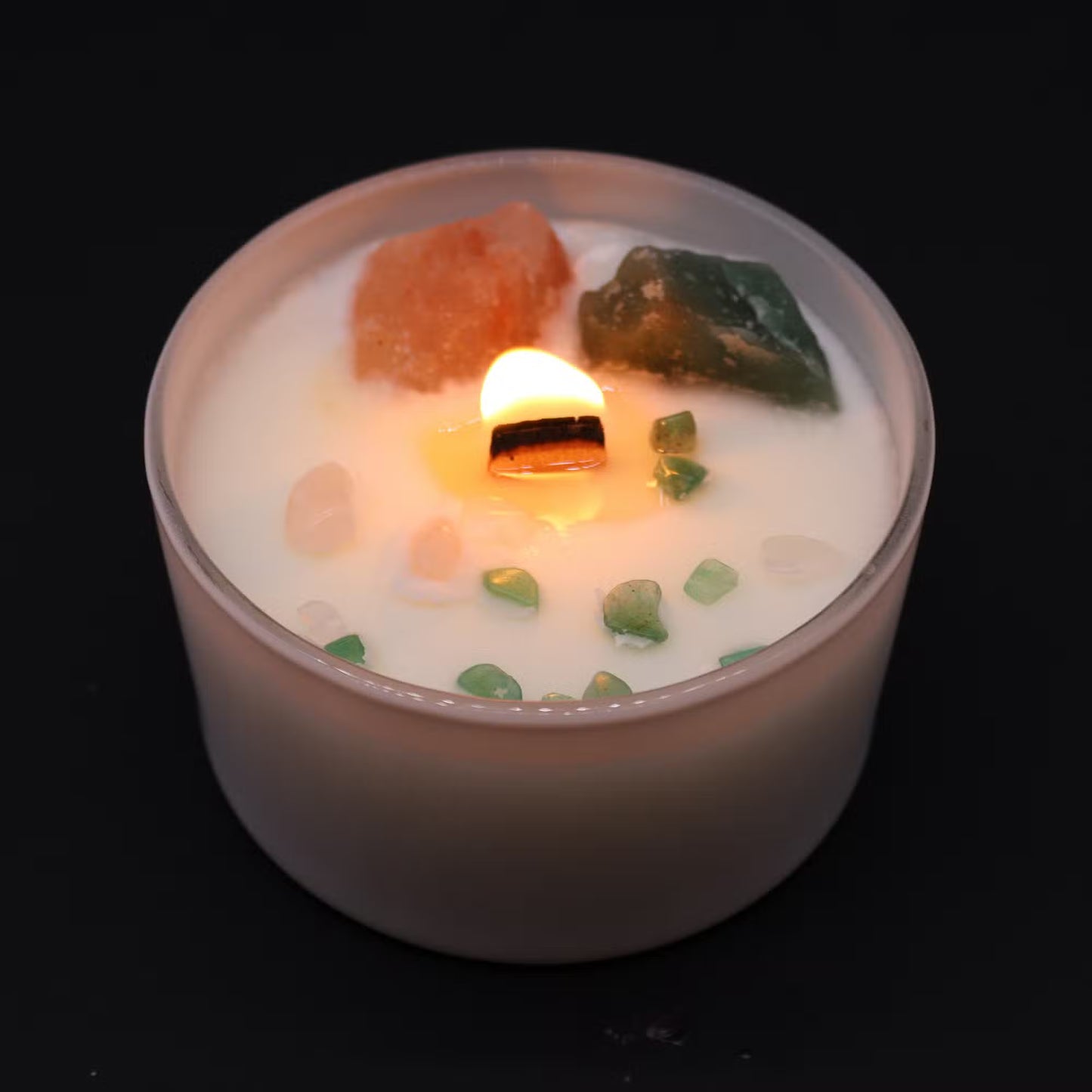 Scented Chakra Crystal and Eco-Friendly Soy Wax Candle - Heart Chakra