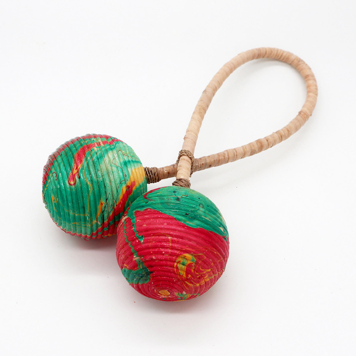 Handcrafted Rattan Maracas Rattle - Double Twist product packaging on clean background from Quintessential Holistic Health Ltd
