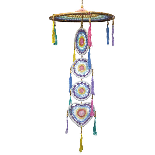Handcrafted Rainbow Dreamcatcher - Extra Large / Tiered / Pastel Colours product packaging on clean background from Quintessential Holistic Health Ltd