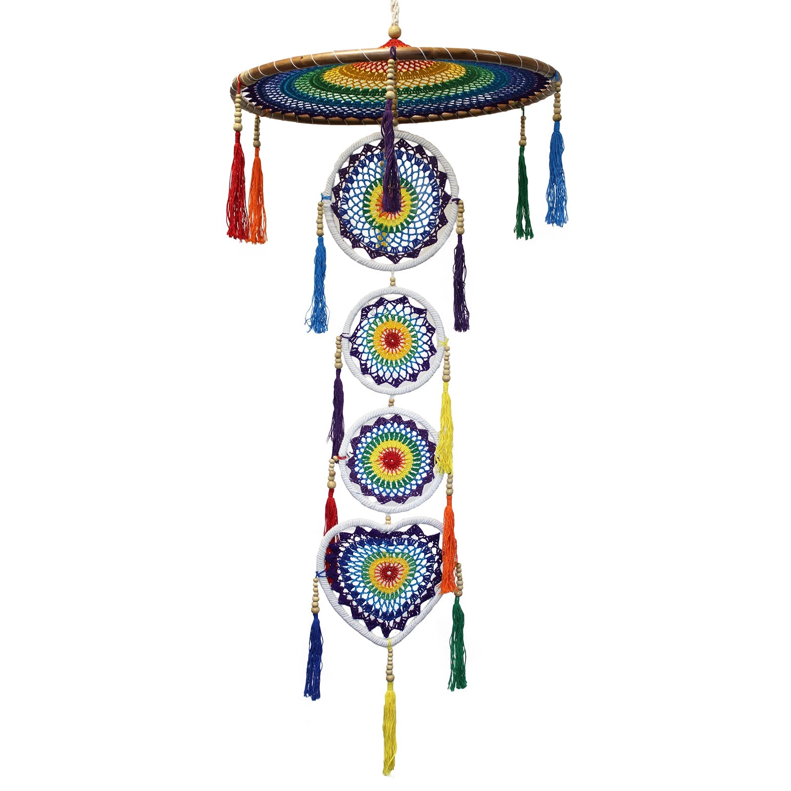 Handcrafted Rainbow Dreamcatcher - Extra Large / Tiered / Vivid Colours product packaging on clean background from Quintessential Holistic Health Ltd