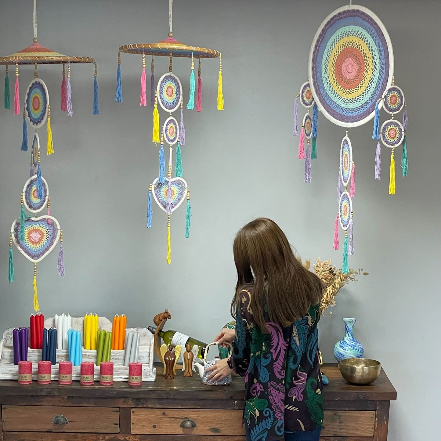 Handcrafted Rainbow Dreamcatcher - Large / Tiered / Vivid Colours product packaging on clean background from Quintessential Holistic Health Ltd