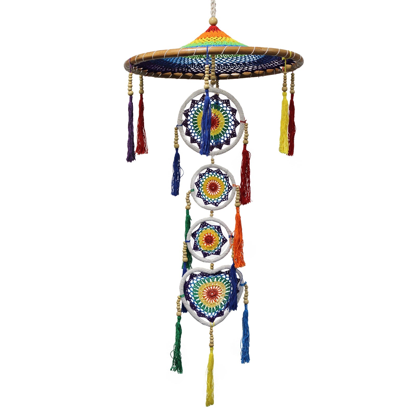 Handcrafted Rainbow Dreamcatcher - Large / Tiered / Vivid Colours product packaging on clean background from Quintessential Holistic Health Ltd