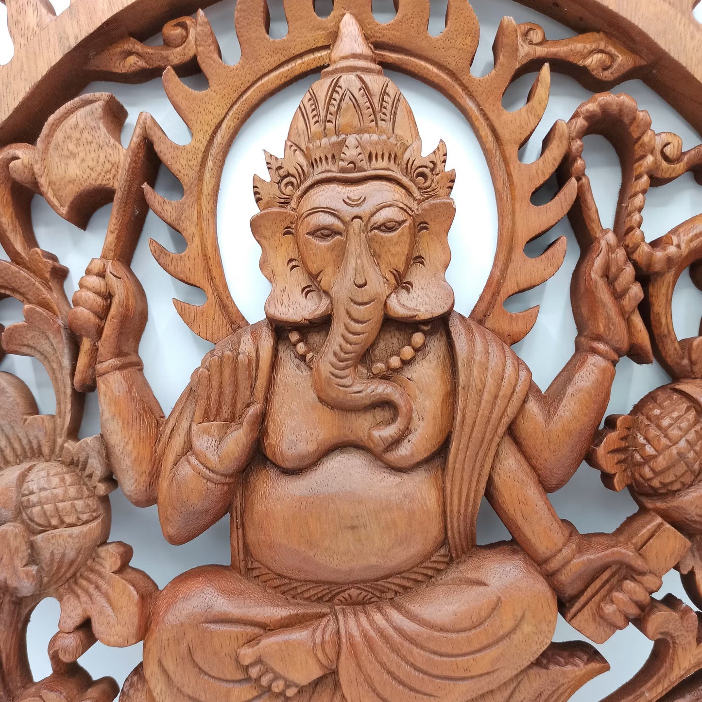Ganesh - Handmade Decorative Suar Wooden Plaque - 40cm
