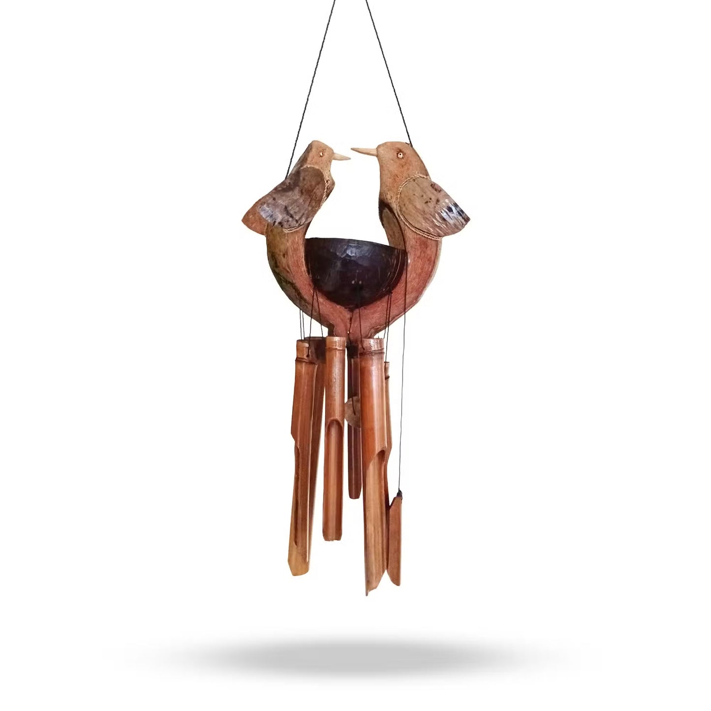 Bamboo Wind Chime - Natural Finish - Love Birds