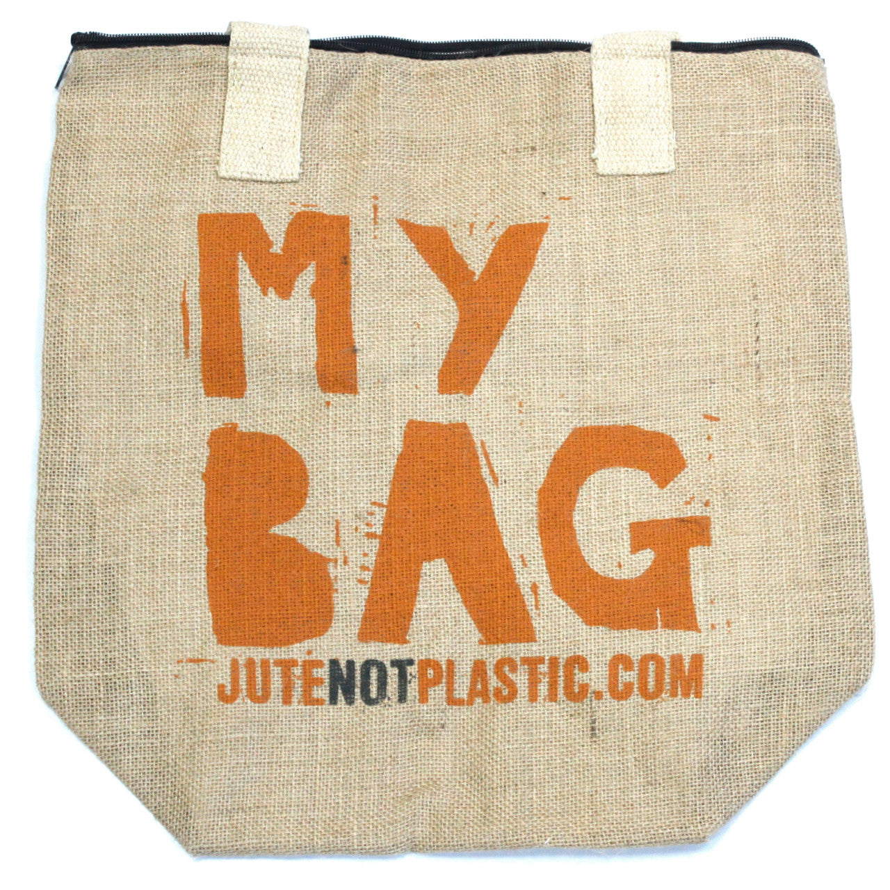 Eco-Friendly Jute Bag - My Bag - Random Black or Yellow with orange lettering and cream straps by Quintessential Holistic Health Ltd