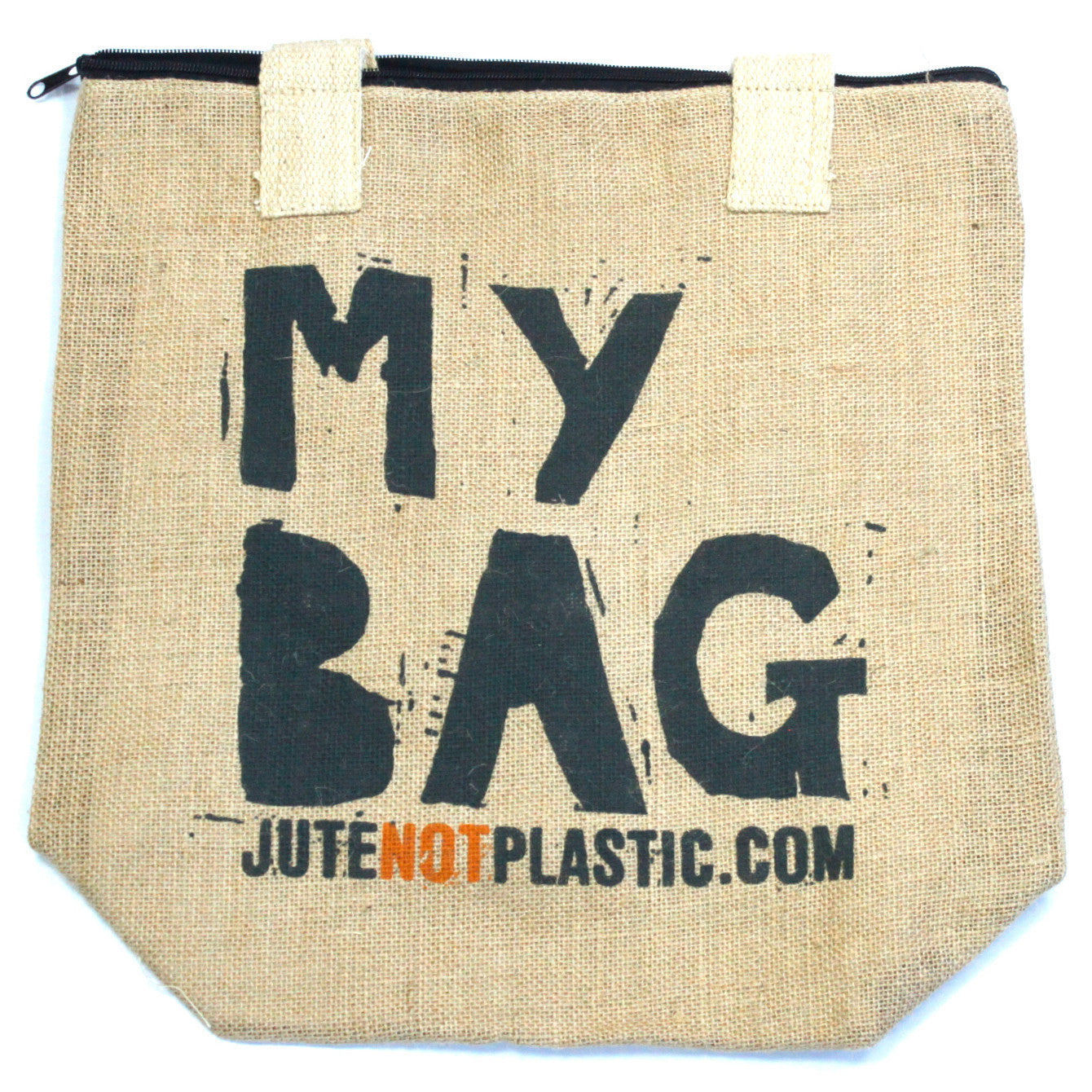 Eco-Friendly Jute Bag - My Bag - Random Black or Yellow with black lettering, cream straps and a broad gusseted base by Quintessential Holistic Health Ltd