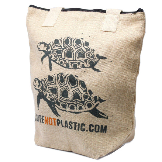 Eco-Friendly Jute Bag - Two Turtles - Random Black or Yellow - main product image from Quintessential Holistic Health Ltd UK