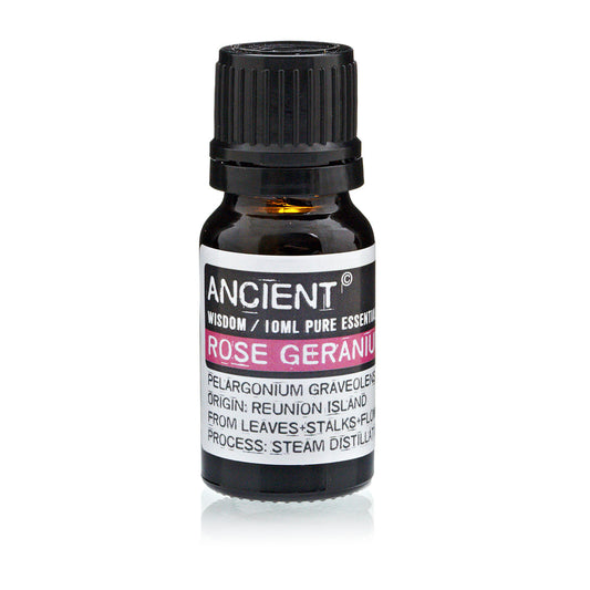 10ml Essential Oil - Rose Geranium product packaging on clean background from Quintessential Holistic Health Ltd