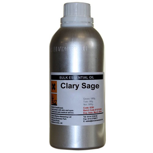 500ml / 0.5Kg (Bulk) Professional Essential Oil - Clary Sage product packaging on clean background from Quintessential Holistic Health Ltd
