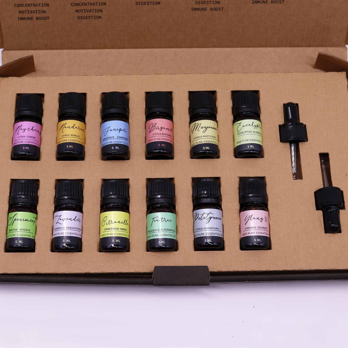 Handmade Vegan-Friendly Aromatherapy 100% Pure Essential Oil Set - Spring product packaging on clean background from Quintessential Holistic Health Ltd