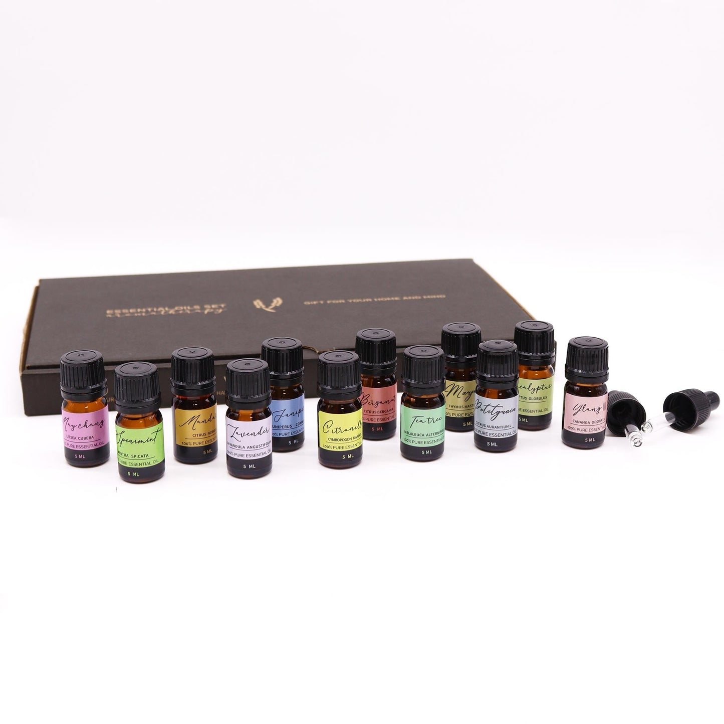 Handmade Vegan-Friendly Aromatherapy 100% Pure Essential Oil Set - Spring product packaging on clean background from Quintessential Holistic Health Ltd