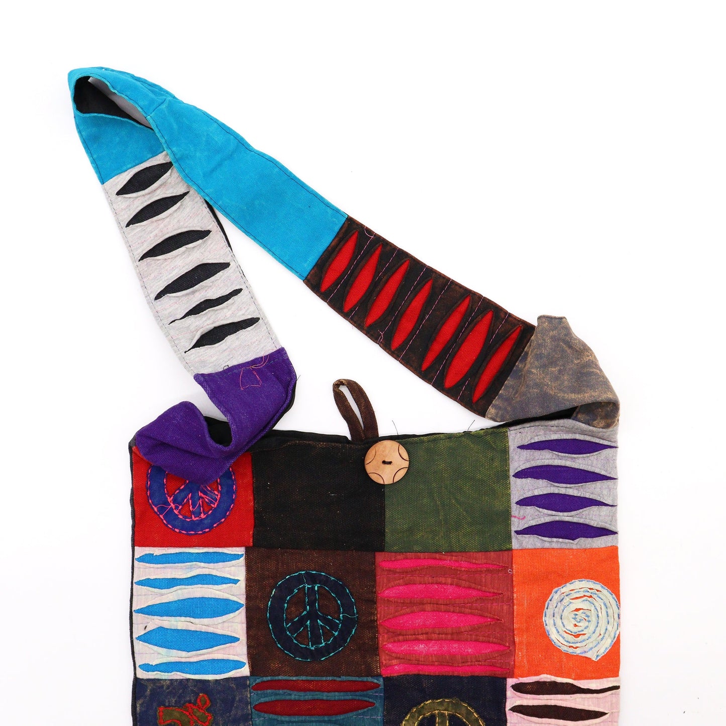 Handmade Indian Sling Bag - Peace product packaging on clean background from Quintessential Holistic Health Ltd