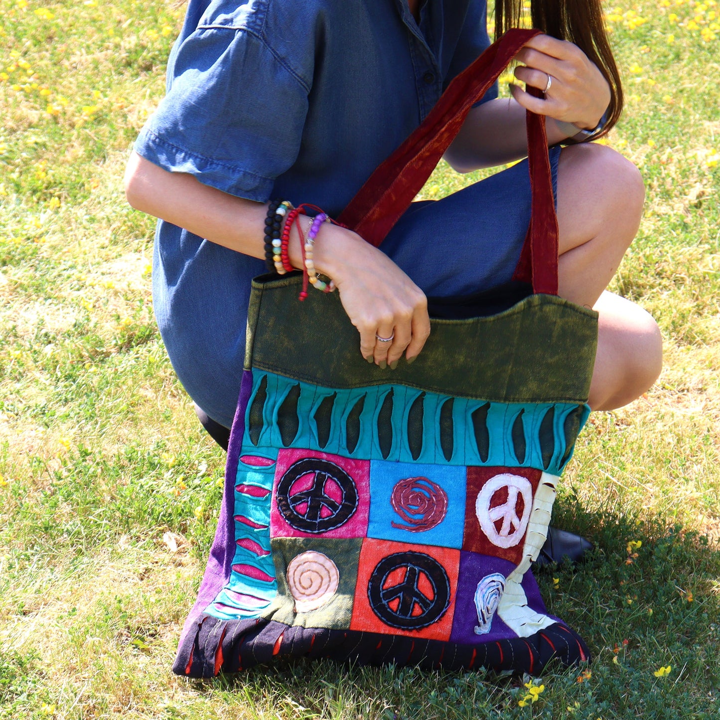 Handmade Indian Skirt Bag - Peace product packaging on clean background from Quintessential Holistic Health Ltd