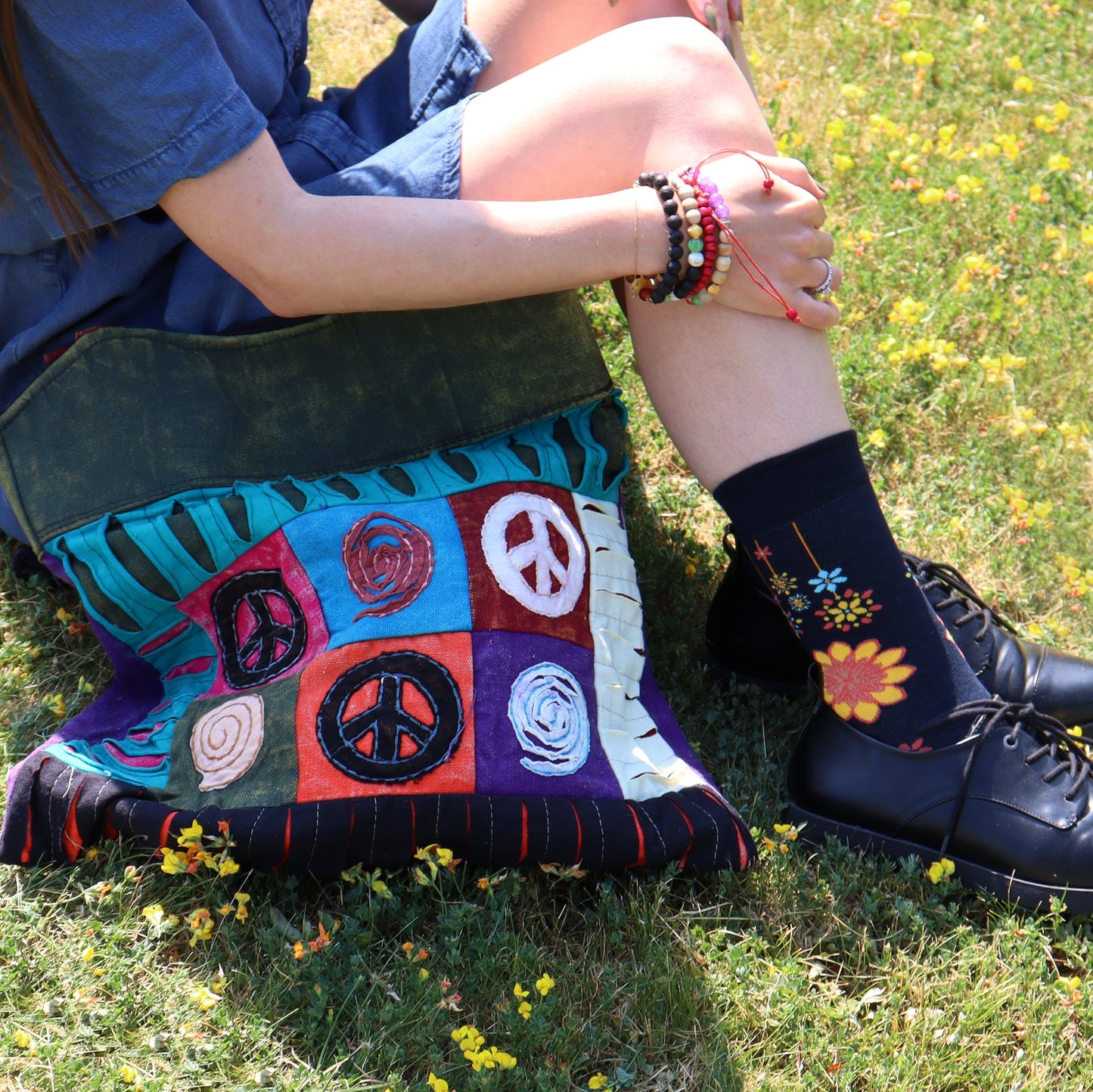 Handmade Indian Skirt Bag - Peace product packaging on clean background from Quintessential Holistic Health Ltd
