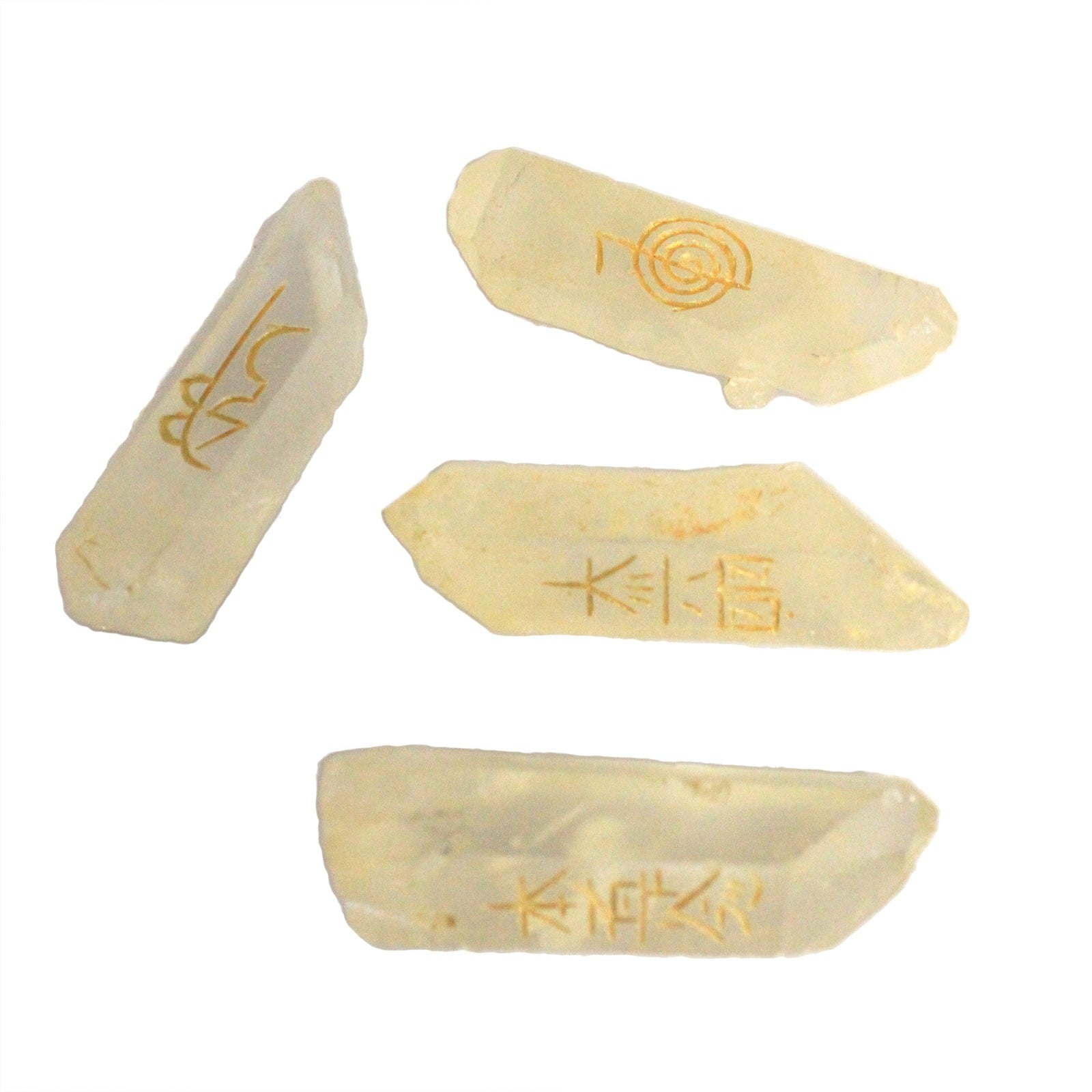 Geometric Fengshui Quatra Natural Quartz Gemstone Set product packaging on clean background from Quintessential Holistic Health Ltd