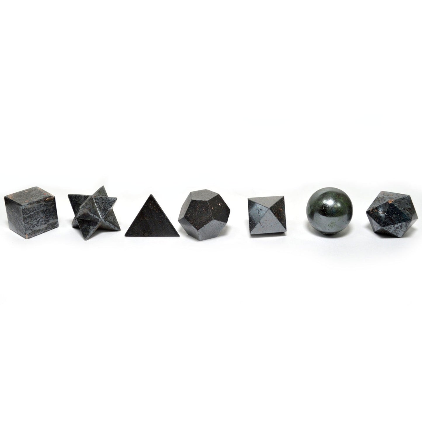 Geometric Seven Piece Black Agate Gemstone Set product packaging on clean background from Quintessential Holistic Health Ltd