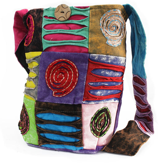 Ethnic Cotton Sling Bag - Purple / Spiral