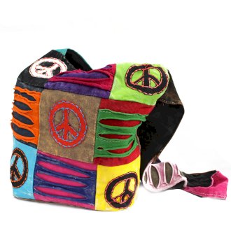 Ethnic Cotton Sling Bag - Sand / Peace