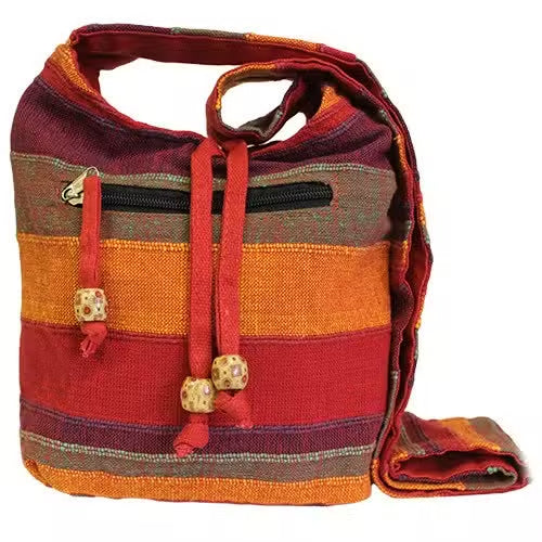 Handmade Eco-Friendly Cotton Nepalese Style Sling Bag - Small - Sunset Reds from Quintessential Holistic Health

