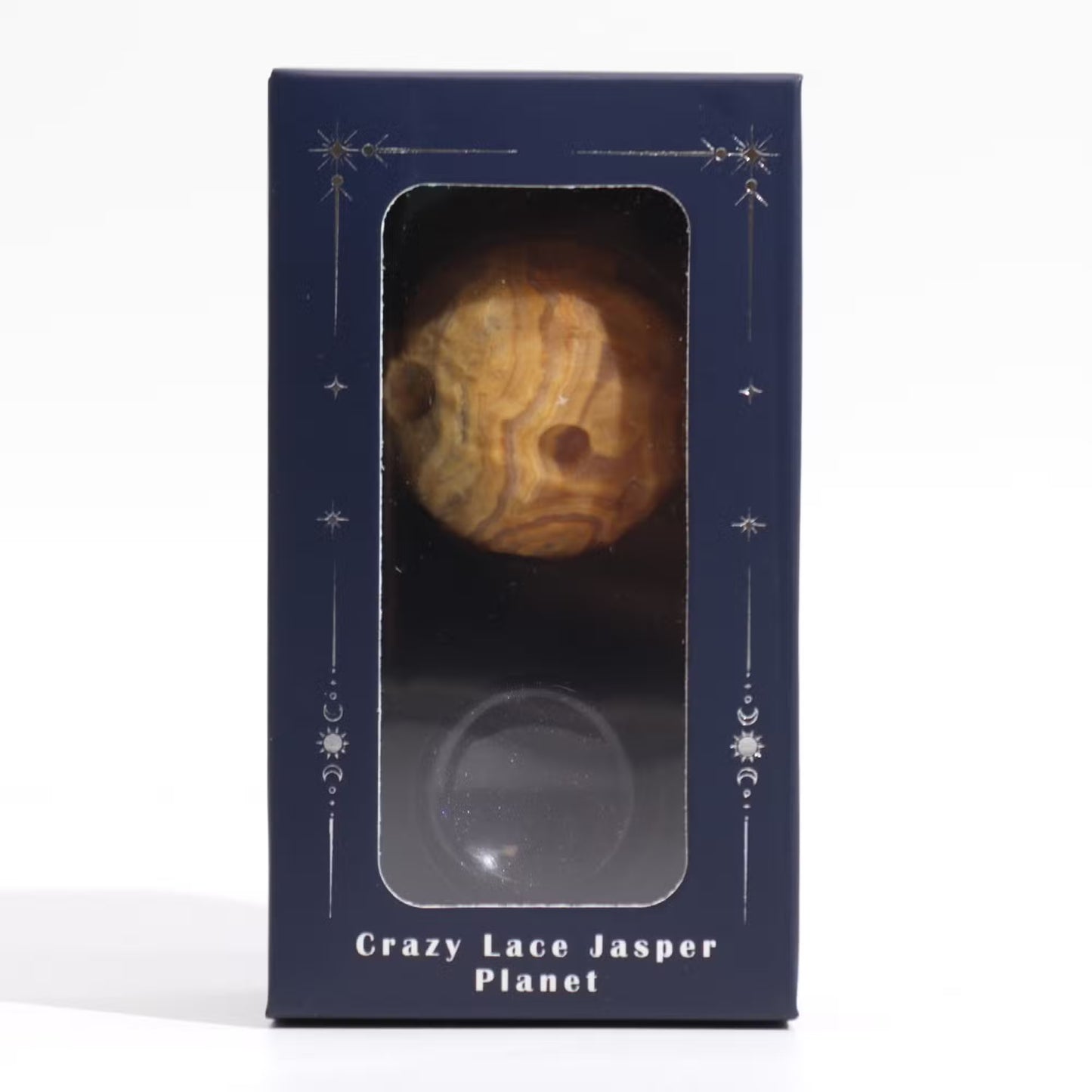 Crazy Lace Jasper Gemstone Planet and Goldstone Stand - Mercury