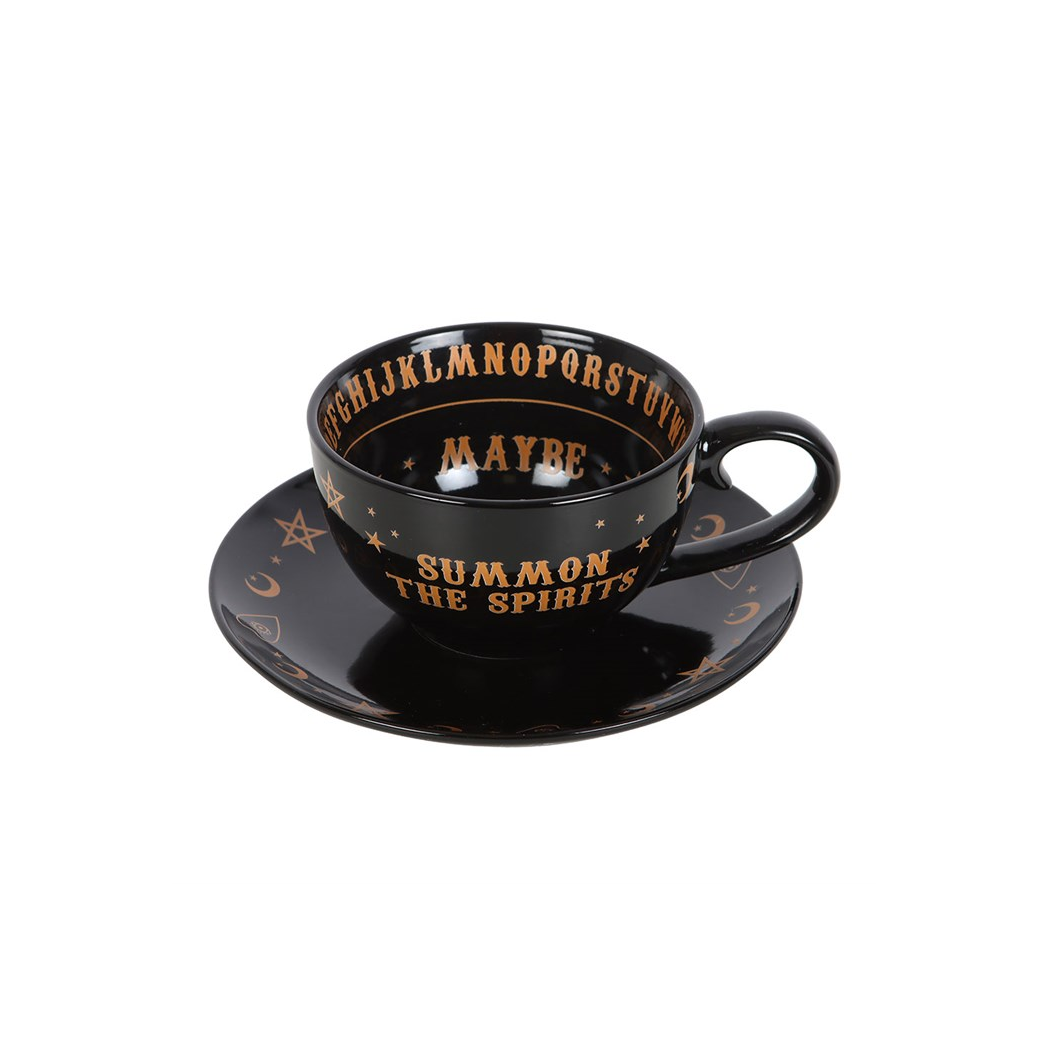 Black Talking Board Teacup and Saucer