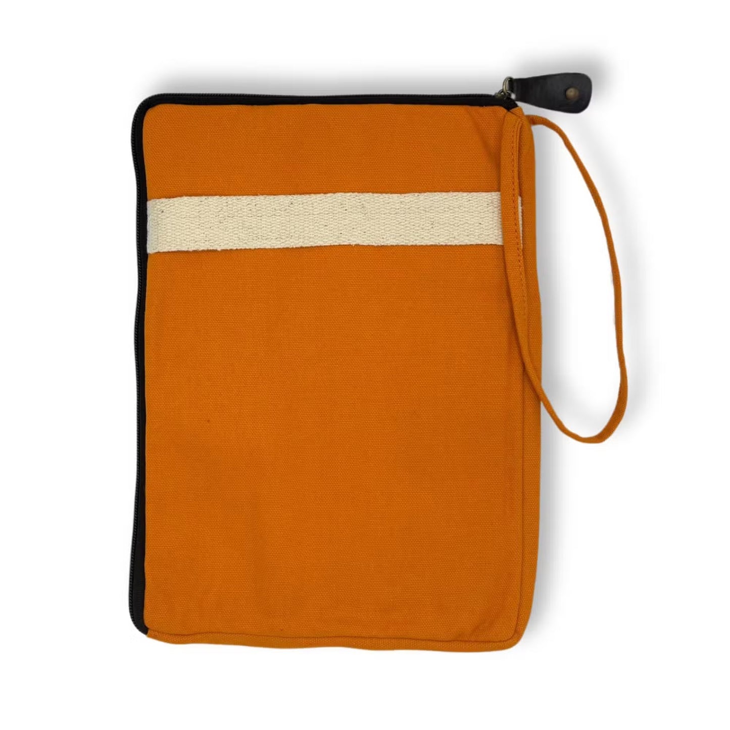 Handcrafted Jute and Cotton Laptop Pouch - Medium / Orange