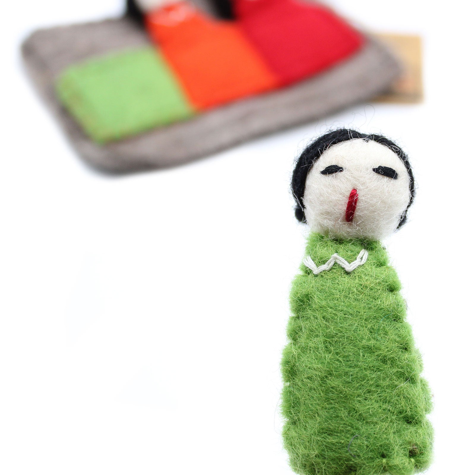 Handmade Natural Felt Purse or Pouch with Zip and Finger Puppets - Friends product packaging on clean background from Quintessential Holistic Health Ltd