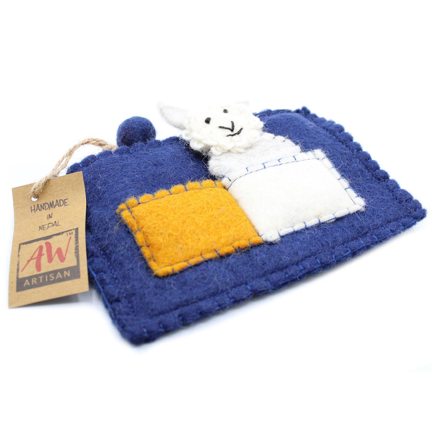 Handmade Natural Felt Purse or Pouch with Zip and Finger Puppets - Puppy Pals product packaging on clean background from Quintessential Holistic Health Ltd