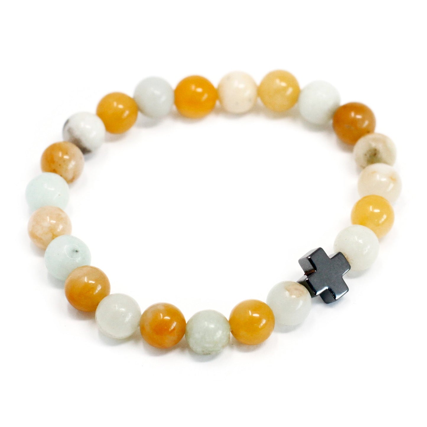 Set of 2 Gemstones Friendship Bracelets - Amazonite and Yellow Jasper / Loyalty product packaging on clean background from Quintessential Holistic Health Ltd