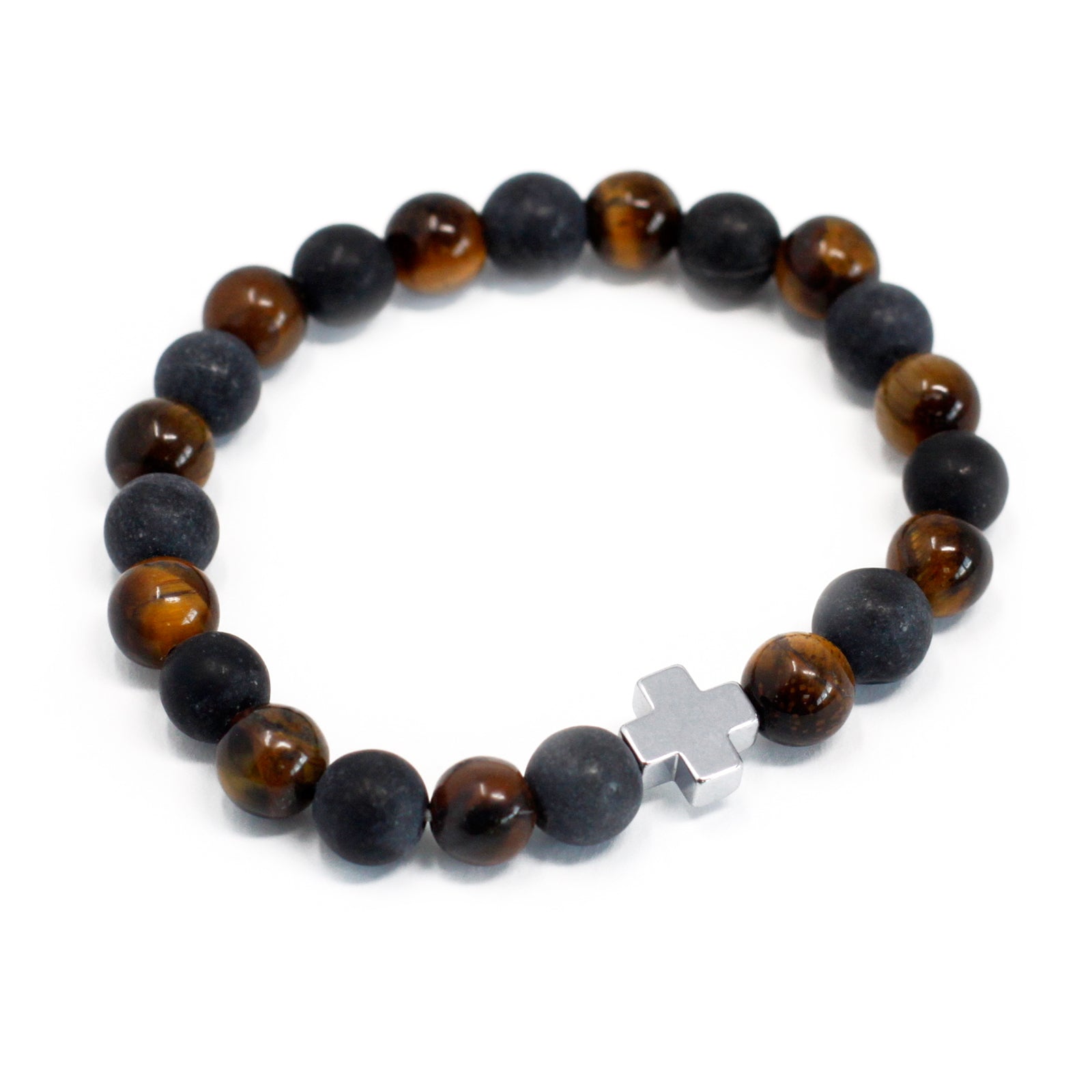 Set of 2 Gemstones Friendship Bracelets - Tigers Eye and Black Stone / Power product packaging on clean background from Quintessential Holistic Health Ltd