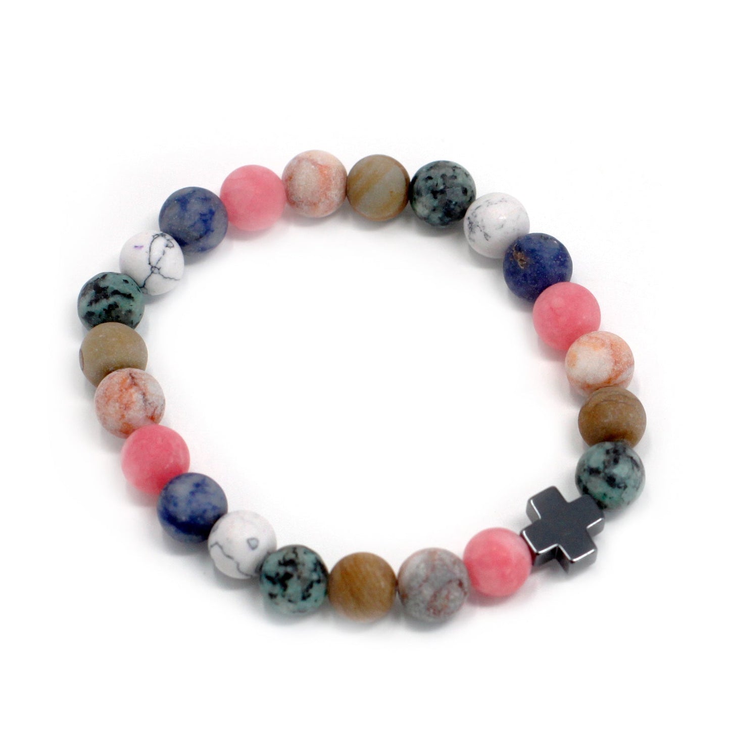 Set of 2 Gemstones Friendship Bracelets - Rainbow Gemstones / Harmony product packaging on clean background from Quintessential Holistic Health Ltd