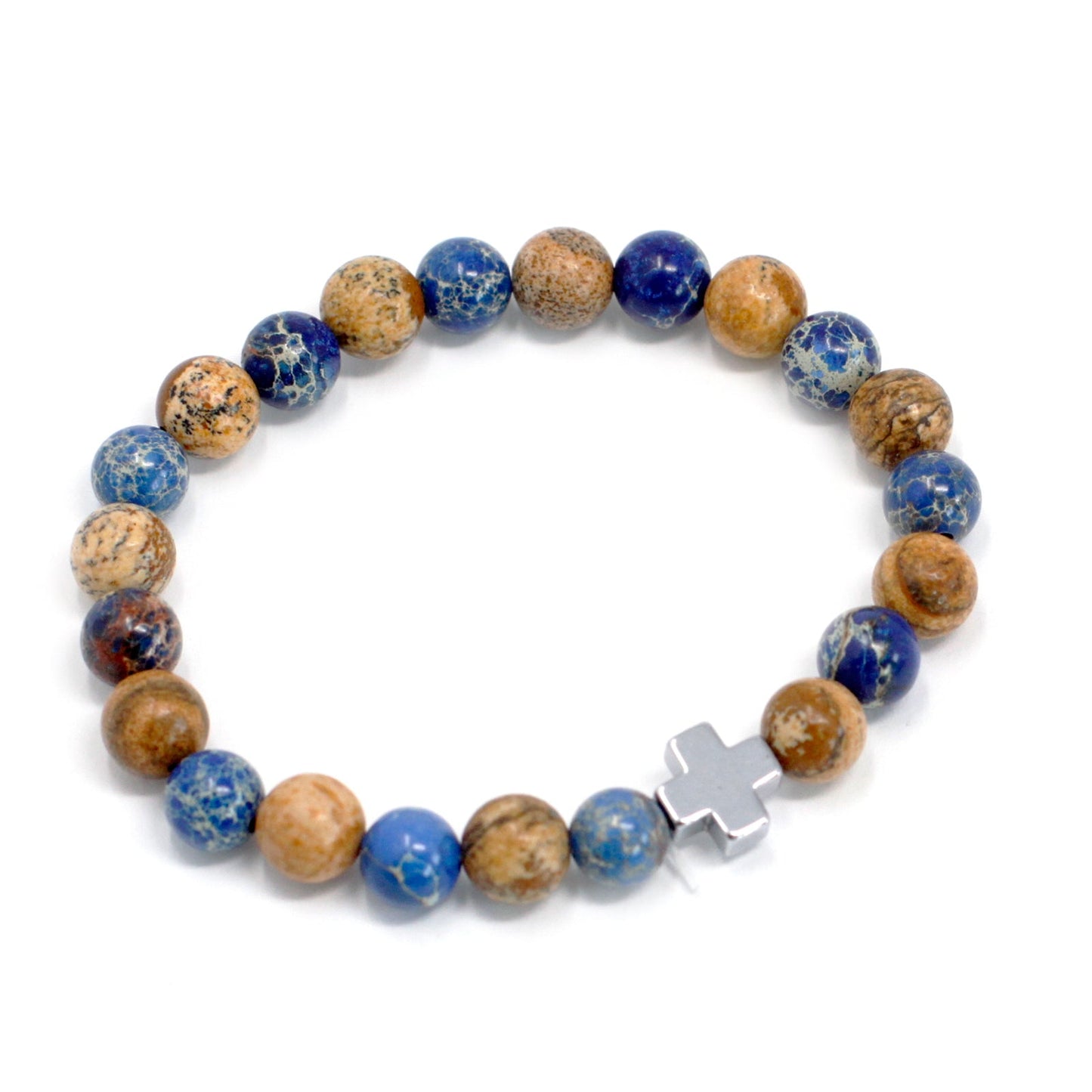 Set of 2 Gemstones Friendship Bracelets - Sodalite and Picture Stone / Support product packaging on clean background from Quintessential Holistic Health Ltd