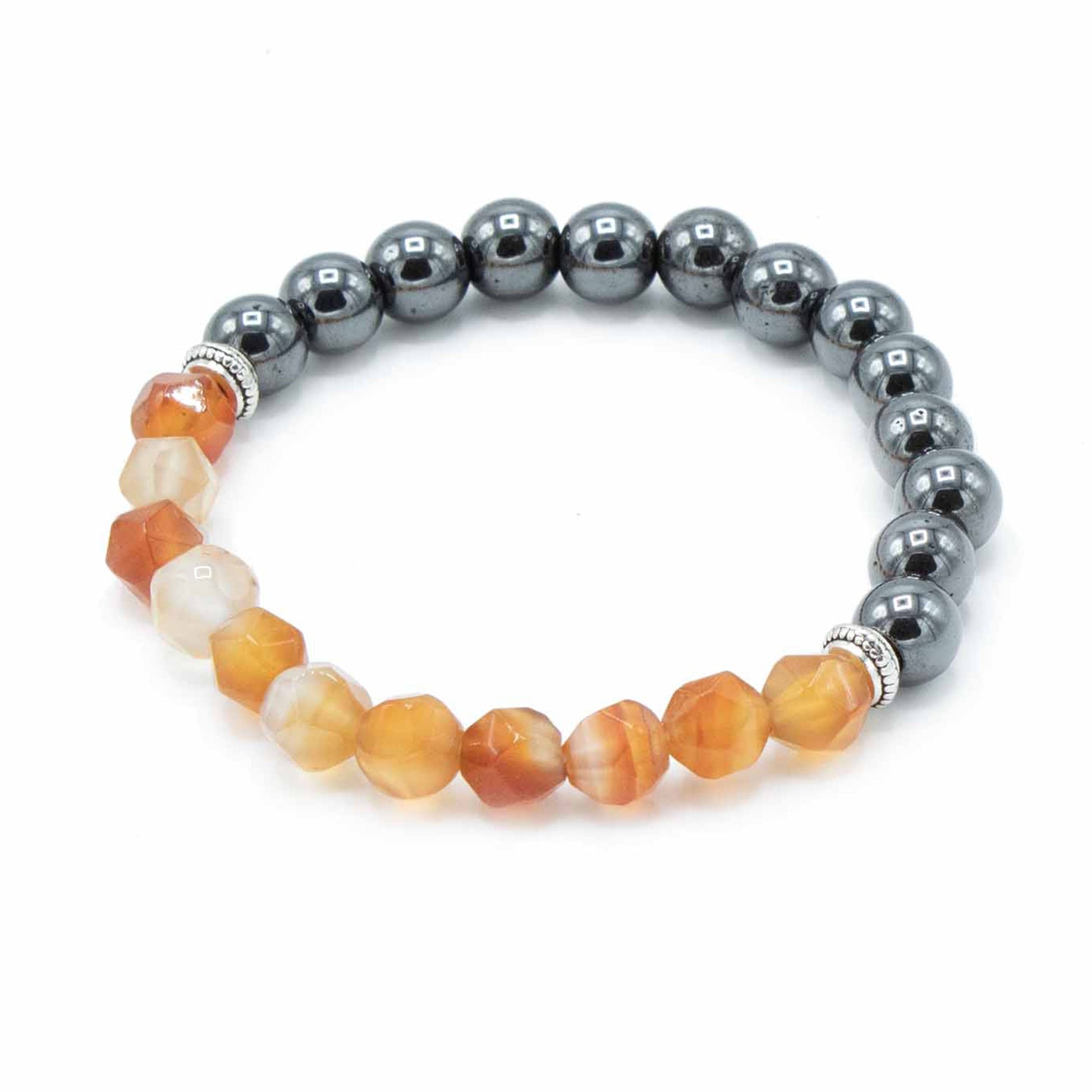 Faceted Gemstone Bracelet - Carnelian / Luck product packaging on clean background from Quintessential Holistic Health Ltd